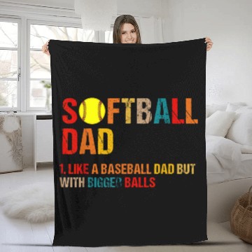 Discover vintages Softball Dad like A Baseball but with Bigger Balls Fleece Blankets