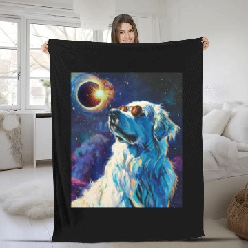 Discover Total Solar Eclipse Great Pyrenees Dog Baseball Tees Fleece Blankets
