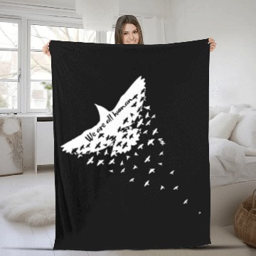 Discover WE ARE ALL HUMAN with flying eagle native american Fleece Blankets