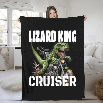 Discover TRexs And Motorcycle Lizard King Cruiser Fleece Blankets