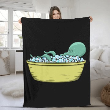 Discover Sea Animal Ice Bathing Cute Octopus Fleece Blankets