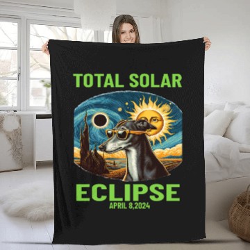 Discover Van Gogh Starry Night dog Greyhound Total Solar Eclipse Fleece Blankets