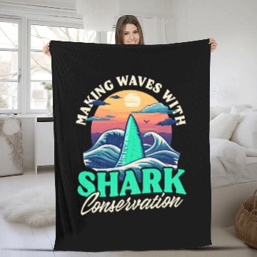 Discover Waves Shark Conservation Design Biologist Shark Lover Baseball Tees Fleece Blankets