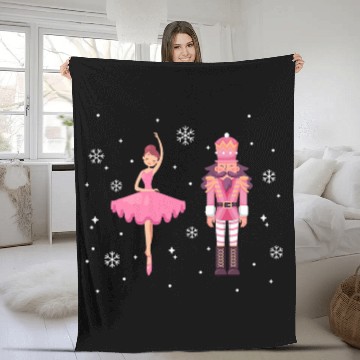 Discover Pink Christmas Nutcracker Squad Ballet Dance Matching Family 2 Fleece Blankets