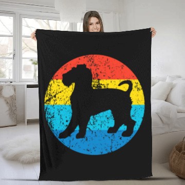 Discover Wire Fox Terrier Dog Breed Silhouette Retro 1970s Circle Zip Fleece Blankets