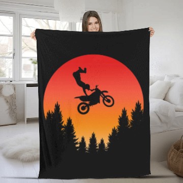 Discover Motorcyclist and Retro Sunset Fleece Blankets