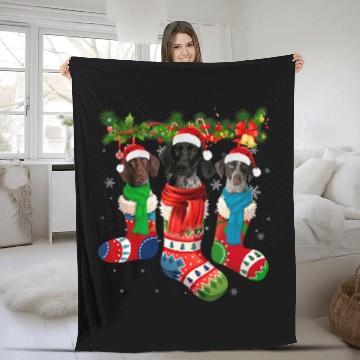 Discover Three German Shorthaired Pointers In Christmas Socks Zip Fleece Blankets
