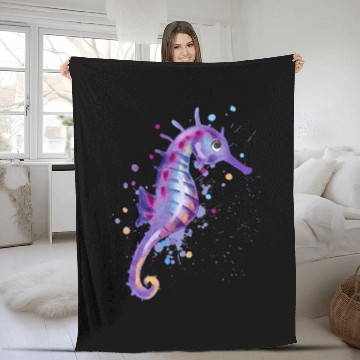 Discover Seahorse Aquarium Beach Baseball Tees Fleece Blankets