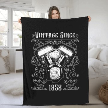 Discover vintages Since 1958 Motorcycle Biker Fleece Blankets