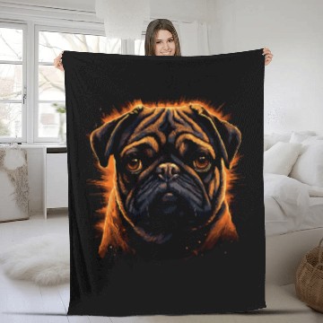 Discover Pug Colorful 8 Baseball Tees Fleece Blankets
