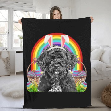 Discover Portuguese Water Dog Easter Bunny Egg Hunt Fleece Blankets