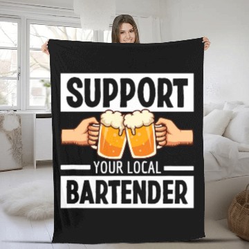 Discover Support Your Local Bartender Pub Party Drinking Beer 21 Fleece Blankets