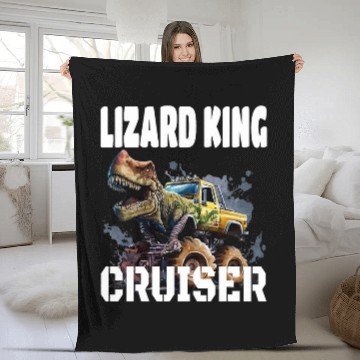 Discover TRexs And Motorcycle Lizard King Cruiser 26 Fleece Blankets