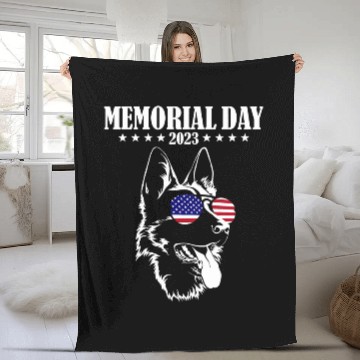 Discover Memorial Day German Shepherd Fleece Blankets