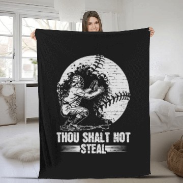 Discover Thou Shall Not Steal Softball Player Love Baseball Catcher Fleece Blankets