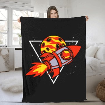 Discover Spaceship Planet Moon Universe Fleece Blankets