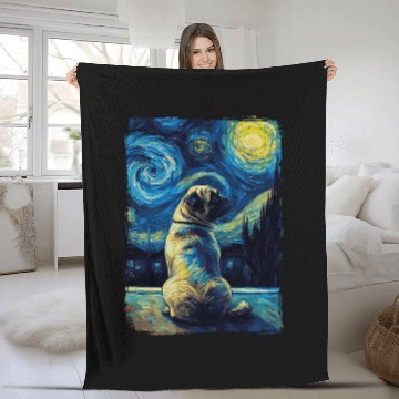 Discover Pug Starry Night 1 Fleece Blankets