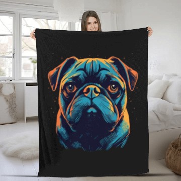 Discover Pug Colorful 3 Fleece Blankets