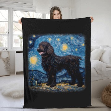 Discover Van gogh Newfoundland in starry night 1 Fleece Blankets
