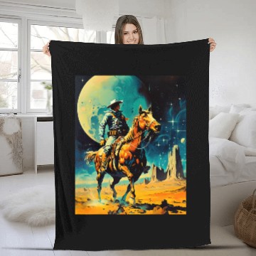 Discover The Space Cowboy Retro Scifi Fleece Blankets