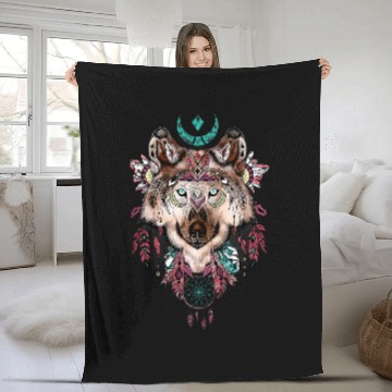 Discover wolfs Native American Indian vintages Dream Catcher Fleece Blankets