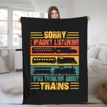 Discover Retro Wagon Train Lover Model Railroad Conductor Funny Train 22 Fleece Blankets