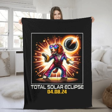 Discover Welsh Springer Spaniel Dog Dancing Disco Solar Eclipse 1 Fleece Blankets