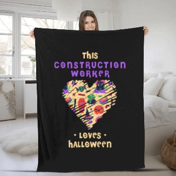 Discover This Construction Worker Loves Halloween Foreman Witch Mason Fleece Blankets