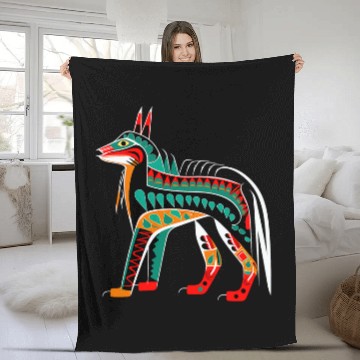 Discover wolfs in Pacific Northwest Coast Native American Tribal Style Fleece Blankets