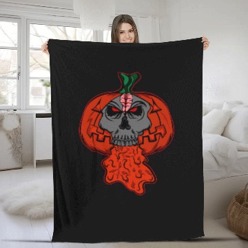 Discover Pumpkin skull a cracked pumpkin skull 1 Baseball Tees Fleece Blankets
