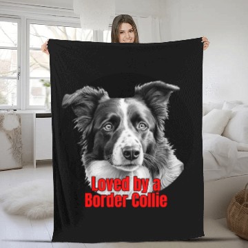 Discover Loved by a Border Collie Big Bold Graphic Design Fleece Blankets