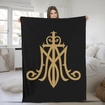 Discover Virgin Mary Insignia Ave Maria Monogram Catholic Fleece Blankets