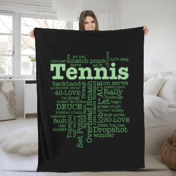 Discover Tennis Word Cloud Player Coachs Team Fleece Blankets