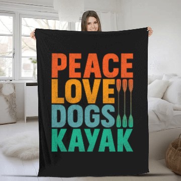 Discover Peace Love Dogs Kayak Paddle Rafting River Float Trip Zip Fleece Blankets