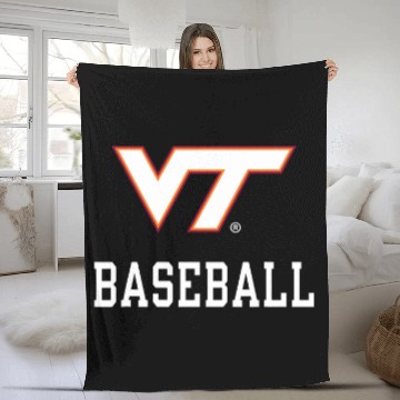 Discover Virginia Tech Hokies Baseball Icon Orange Fleece Blankets