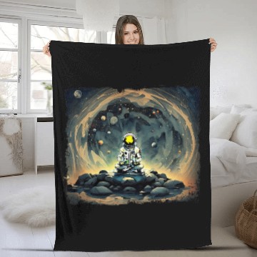 Discover Meditating Astronaut Galaxy Spaceman Astronomer Cosmos Baseball Tees Fleece Blankets