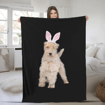 Discover Wire Fox Terrier Wearing Easter Bunny Ears Dog Fleece Blankets