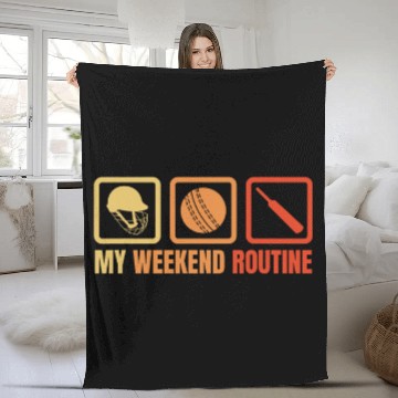 Discover My Weekend Routine Batsman BatandBall Game Fleece Blankets