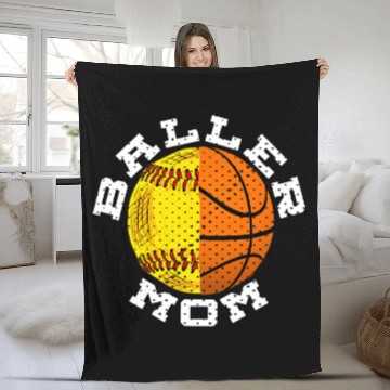 Discover Softball Basketball Player Funny Mom Fleece Blankets