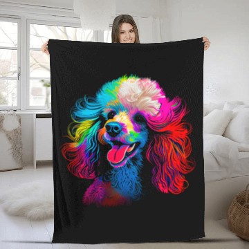 Discover Rainbow Poodle Designer Baseball Tees Fleece Blankets