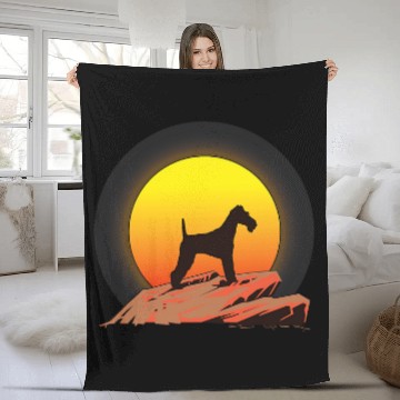 Discover Wire Fox Terrier Dog Sunrise Fleece Blankets