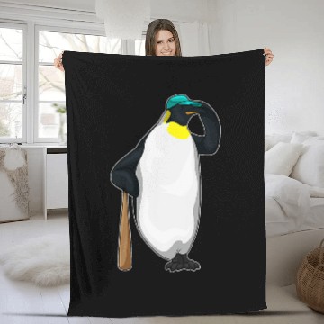 Discover Penguin Baseball Baseball bat Sports Fleece Blankets