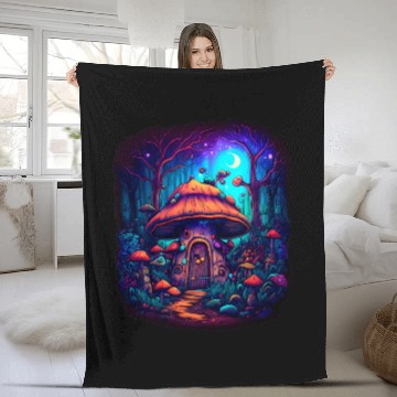 Discover Mushroom Magic Fantasy Shroom Art Fleece Blankets