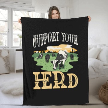 Discover Support Your Herd Dairy Farmer Farm Animals Cattle Farming Baseball Tees Fleece Blankets