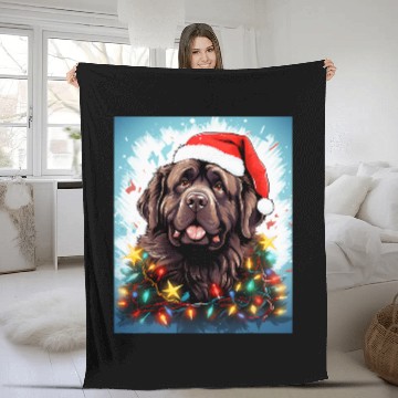 Discover xmass Newfoundland Dog Tangled Christmas Lights 1 Fleece Blankets