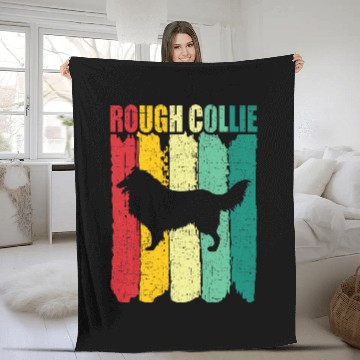 Discover Rough Collie Retro vintages 70s 80s Style 1 Fleece Blankets