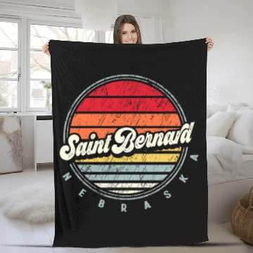 Discover Retro Saint Bernard homes State Cool 70s Style Sunset 1 Baseball Tees Fleece Blankets