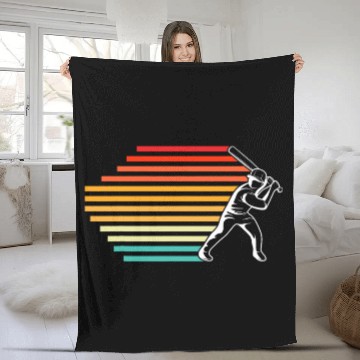 Discover Retro Baseball Player Retro Softball Team Fleece Blankets