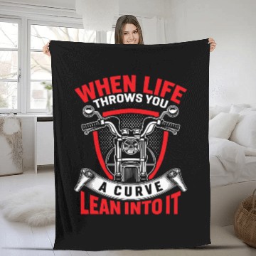 Discover When Life Throws You A Curve Lean Into It, Motorcycle T Zip Fleece Blankets