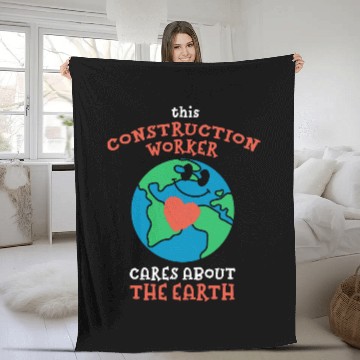 Discover This Construction Worker Cares About the Earth Nature Lover Fleece Blankets